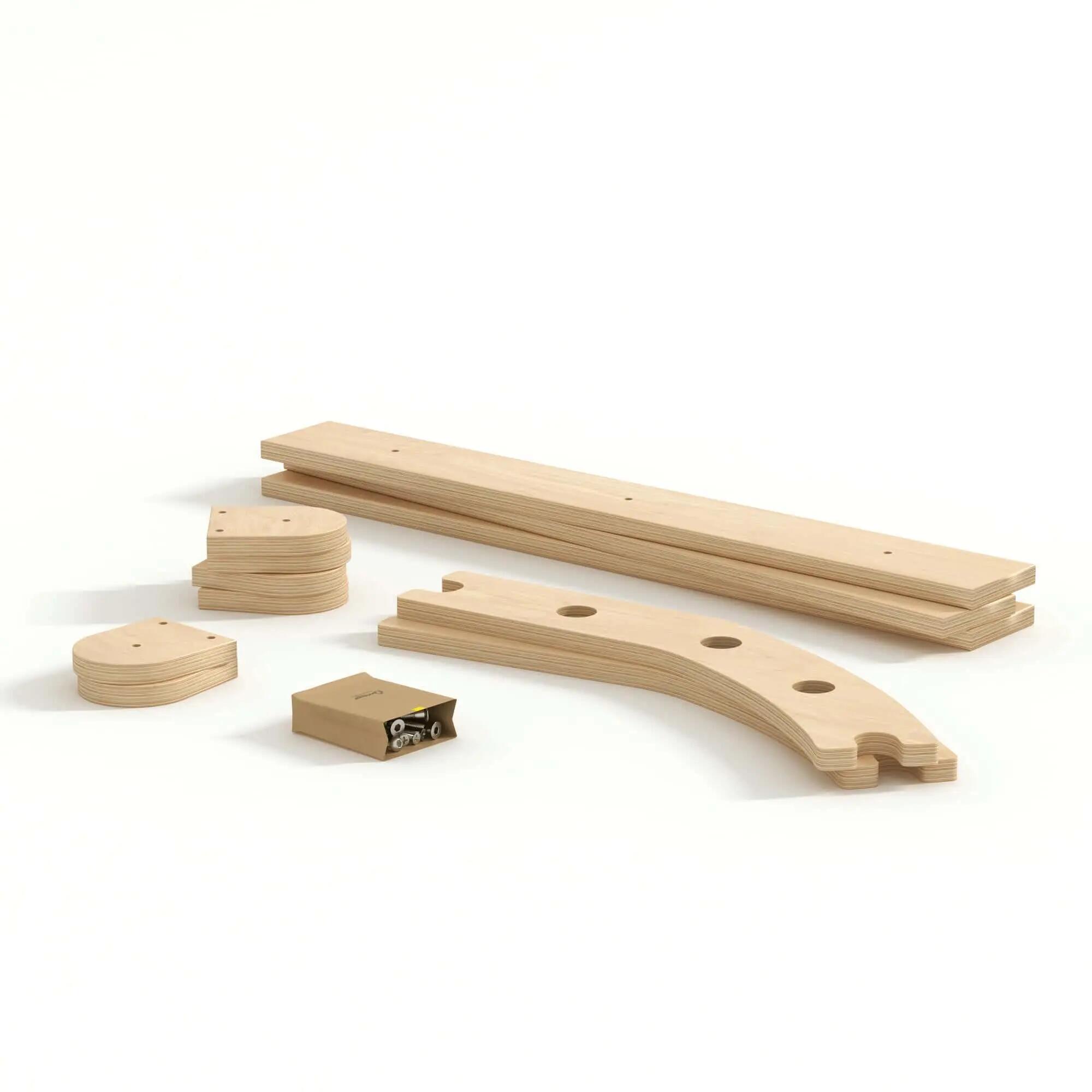 Velký nastavitelný Montessori lezecký set se žebřinami – přírodní provedení 5/8