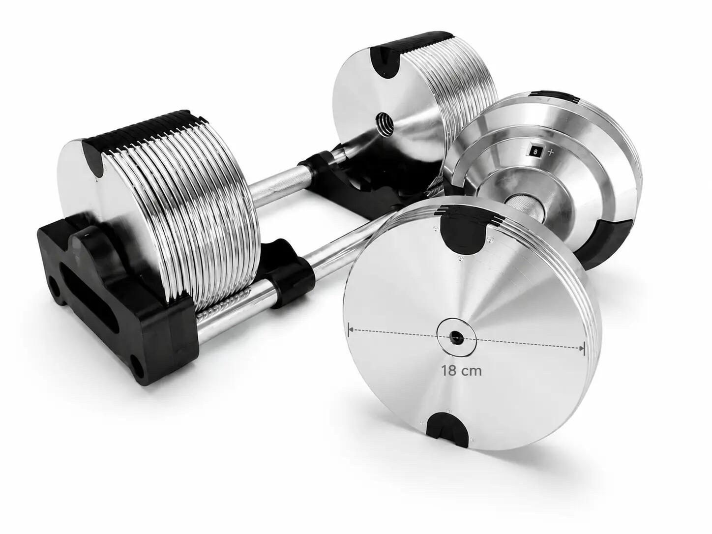Manubrio Pesi Palestra Casa Da 3 A 40 Kg – 38 Livelli Regolabili Set Con Base 13/15