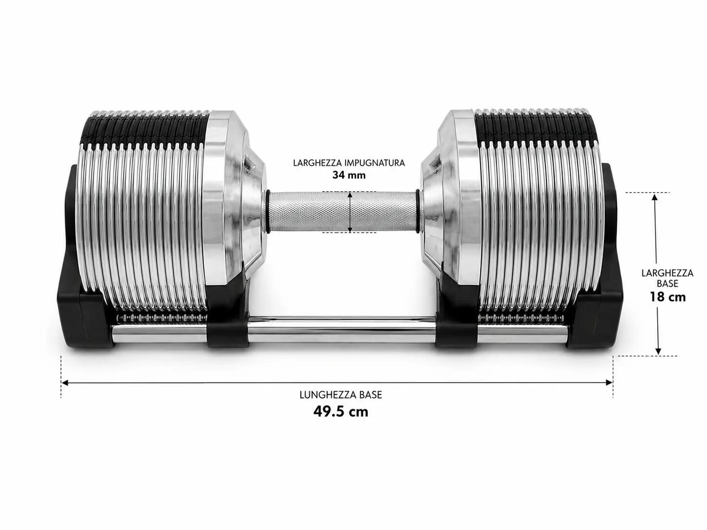 Manubrio Pesi Palestra Casa Da 3 A 40 Kg – 38 Livelli Regolabili Set Con Base 12/15