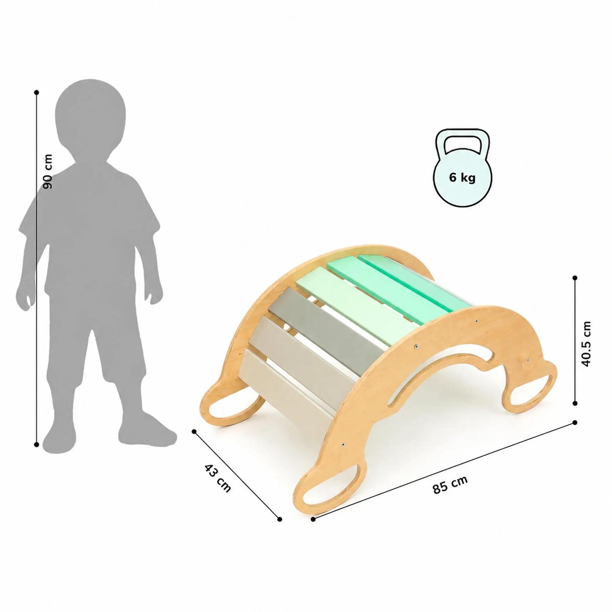 Velký Montessori set 5 v 1: mátový Pikler i houpačka, 2 desky a polštář 6/9