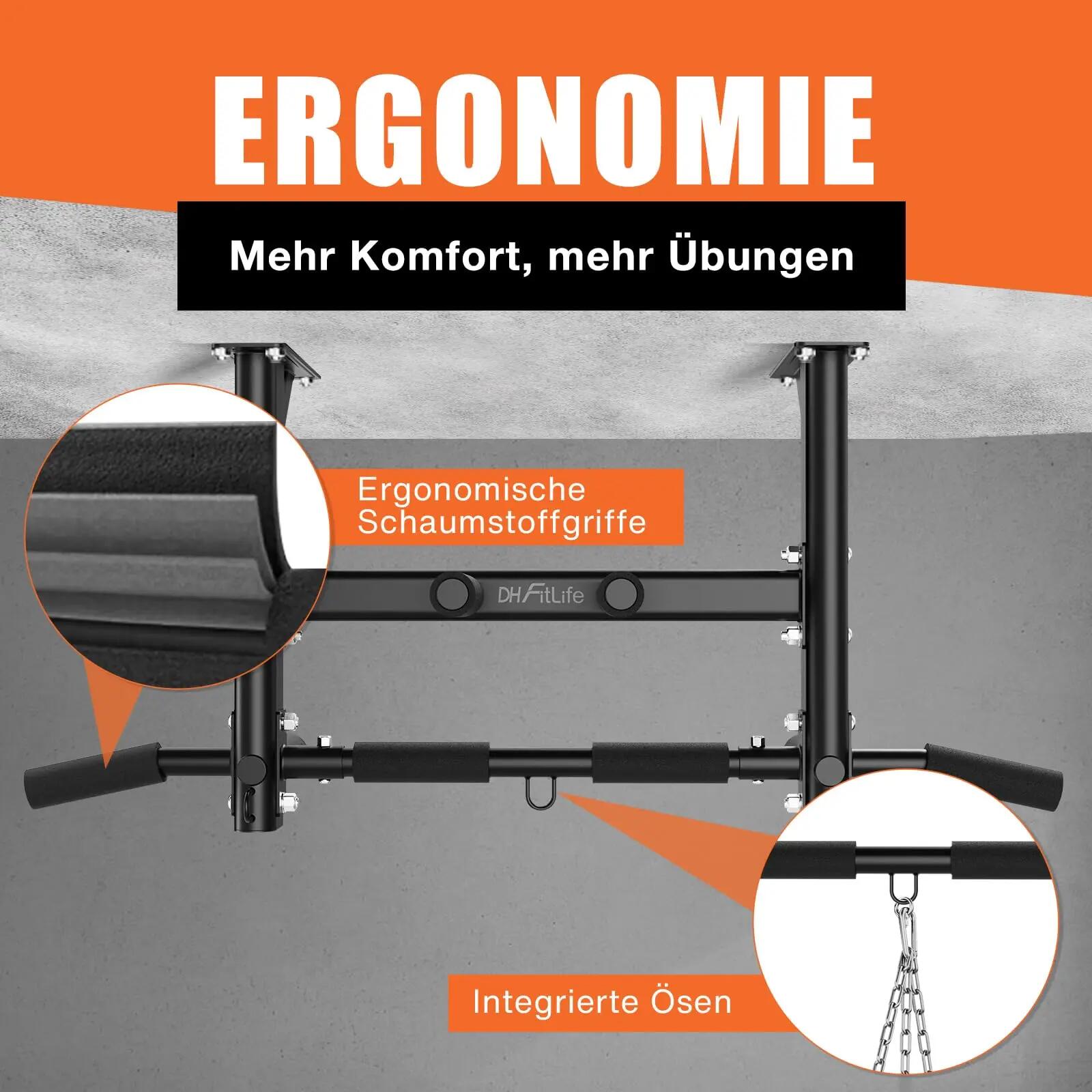 DH FitLife Klimmzugstange Decke, 4-in-1 Pull up Bar, 8 Griffe, bis 300 kg 5/7