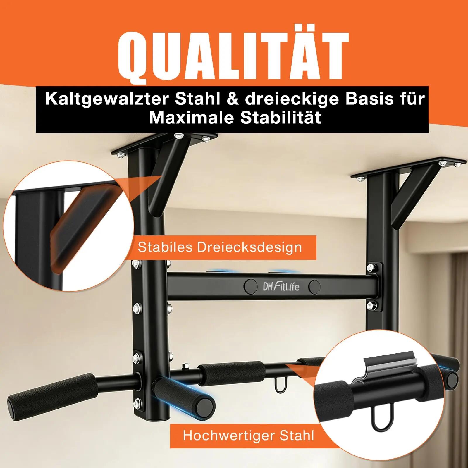 DH FitLife Klimmzugstange Decke, 4-in-1 Pull up Bar, 8 Griffe, bis 300 kg 4/7