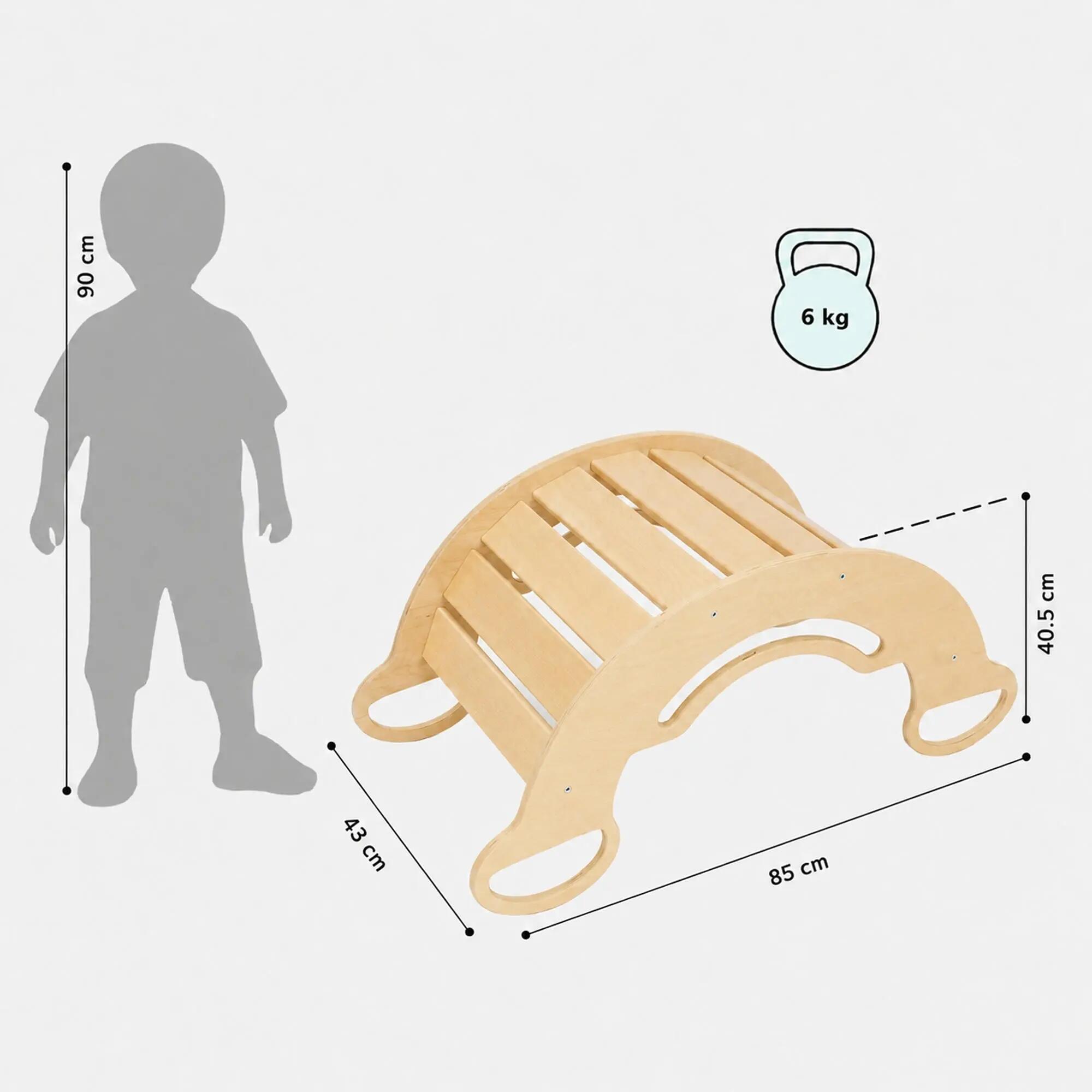 Velký Montessori set 5 v 1: přírodní Pikler i houpačka, 2 desky a polštář 8/9
