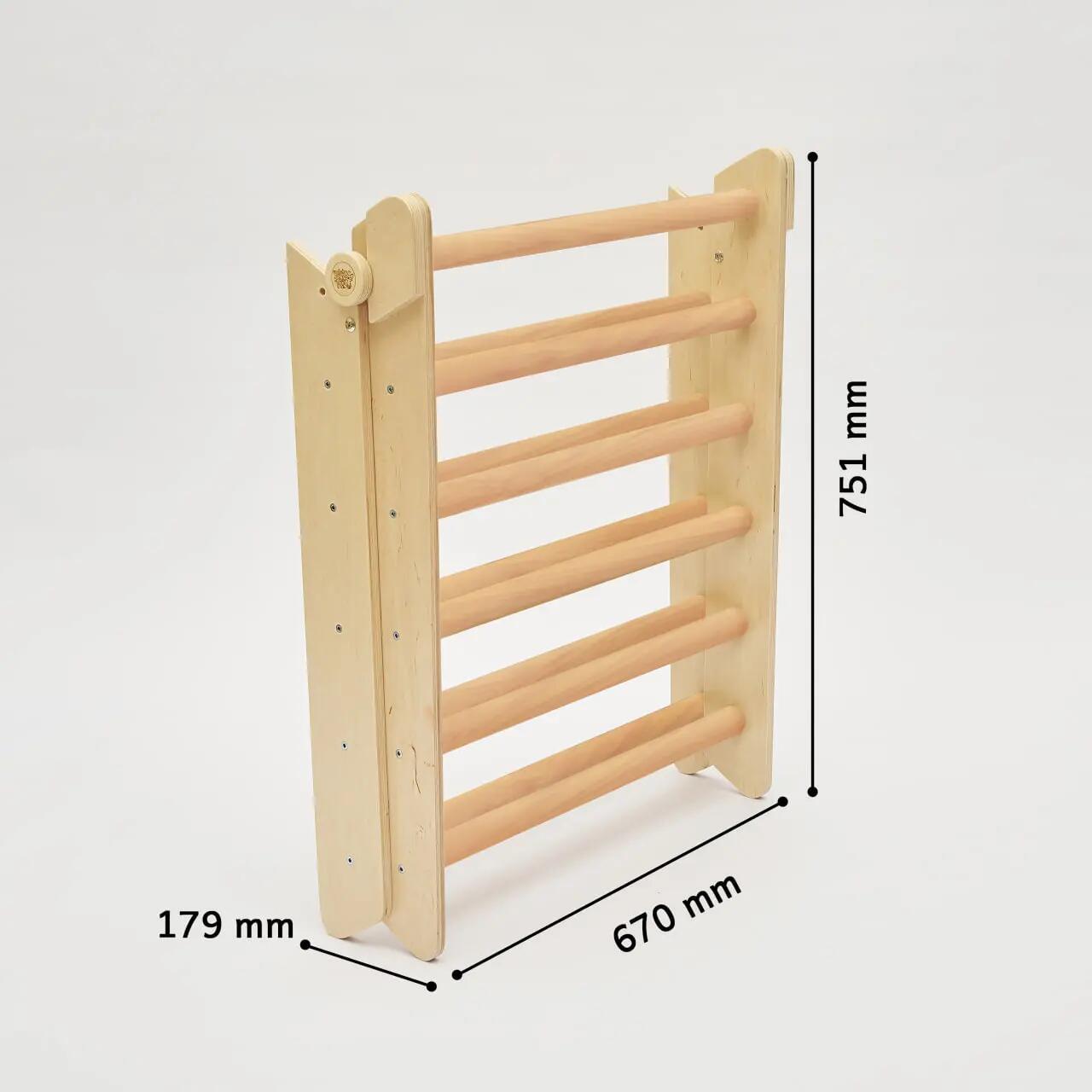 Montessori set: přírodní nelakovaný Piklerův trojúhelník a deska 120 cm 8/9