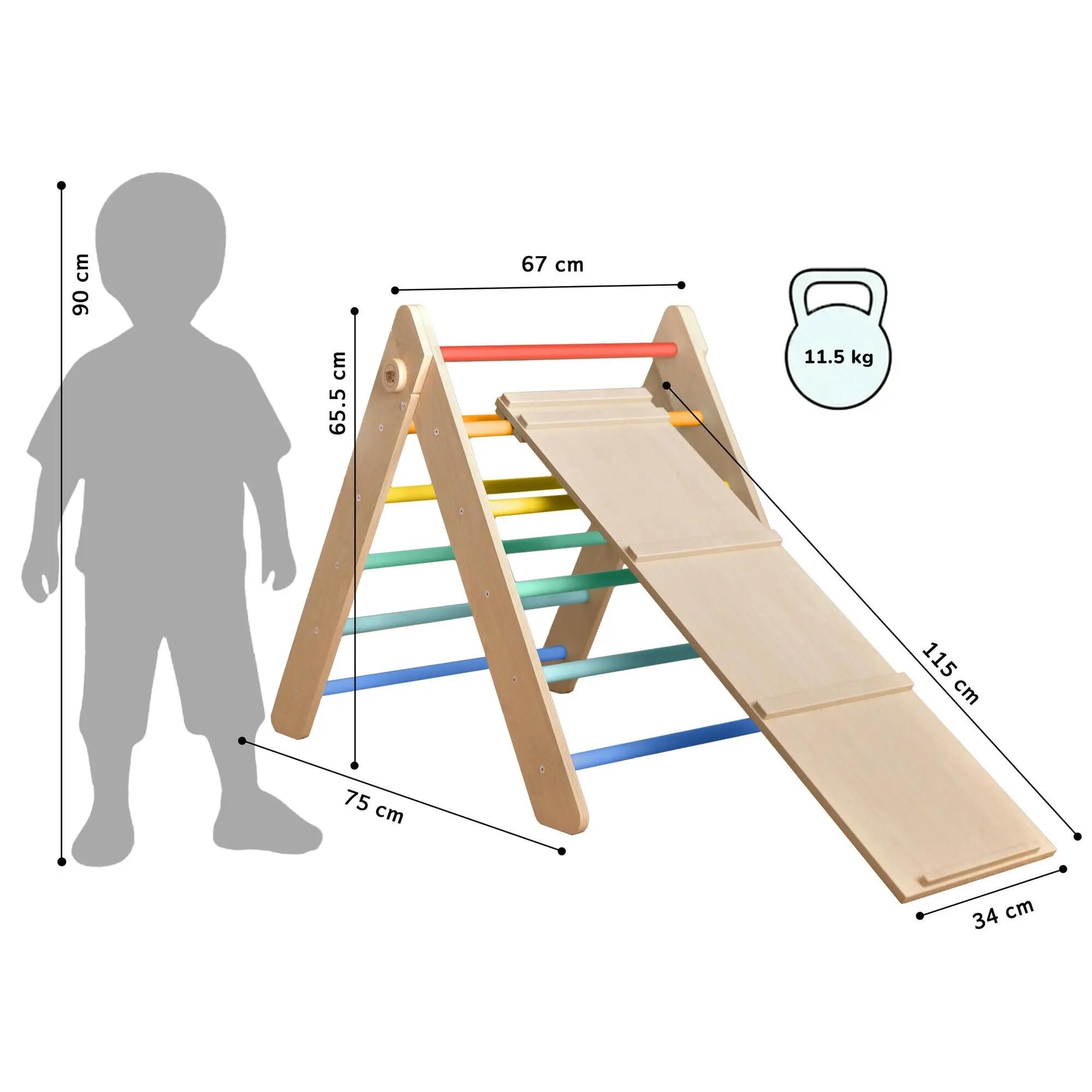 Montessori set: pestrý Piklerův trojúhelník a oboustranná deska 9/9