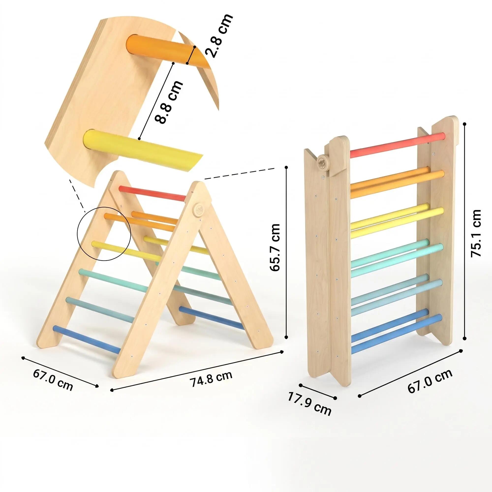Montessori set: pestrý Piklerův trojúhelník a oboustranná deska 8/9