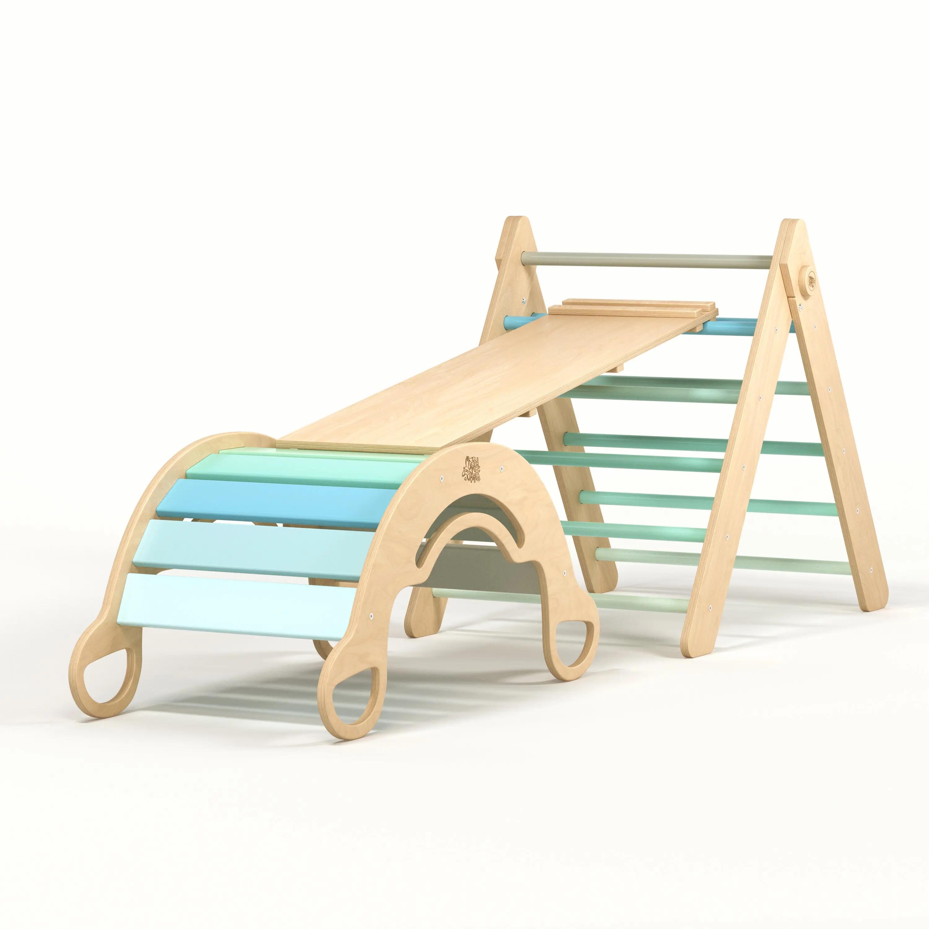Montessori set 4 v 1: mátový Pikler i houpačka, deska a měkký polštář 3/8