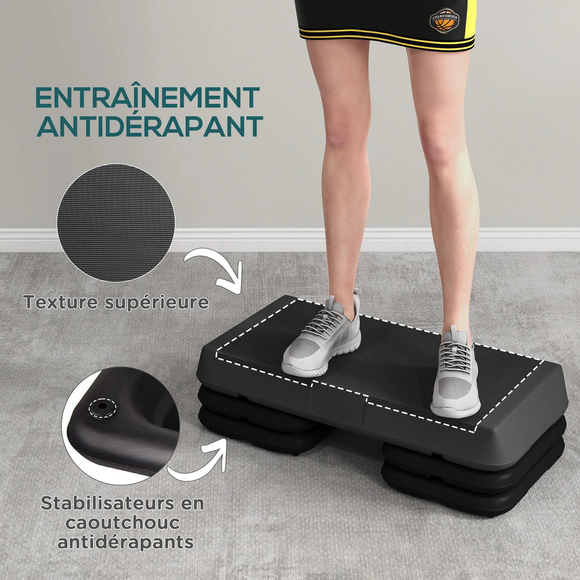 Stepper aérobic fitness hauteur réglable 3 niv. 10/15/20 cm antidérapant 5/5
