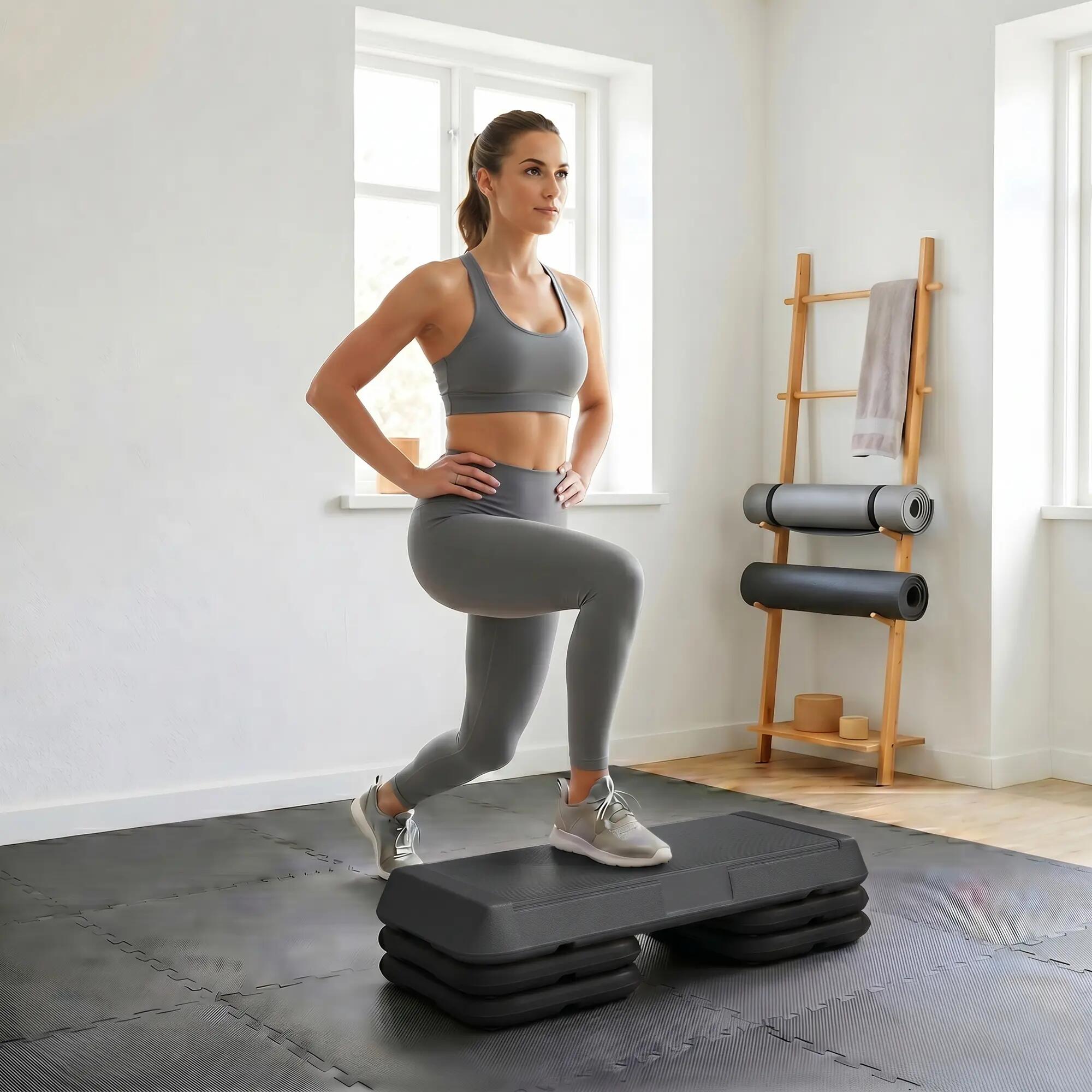 Stepper aérobic fitness hauteur réglable 3 niv. 10/15/20 cm antidérapant 2/5