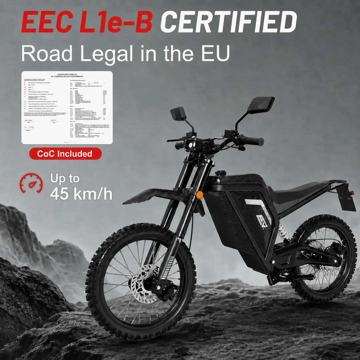 Elektrische motor EV22M 45km/u 60V 27Ah accu 80km actieradius 6/9