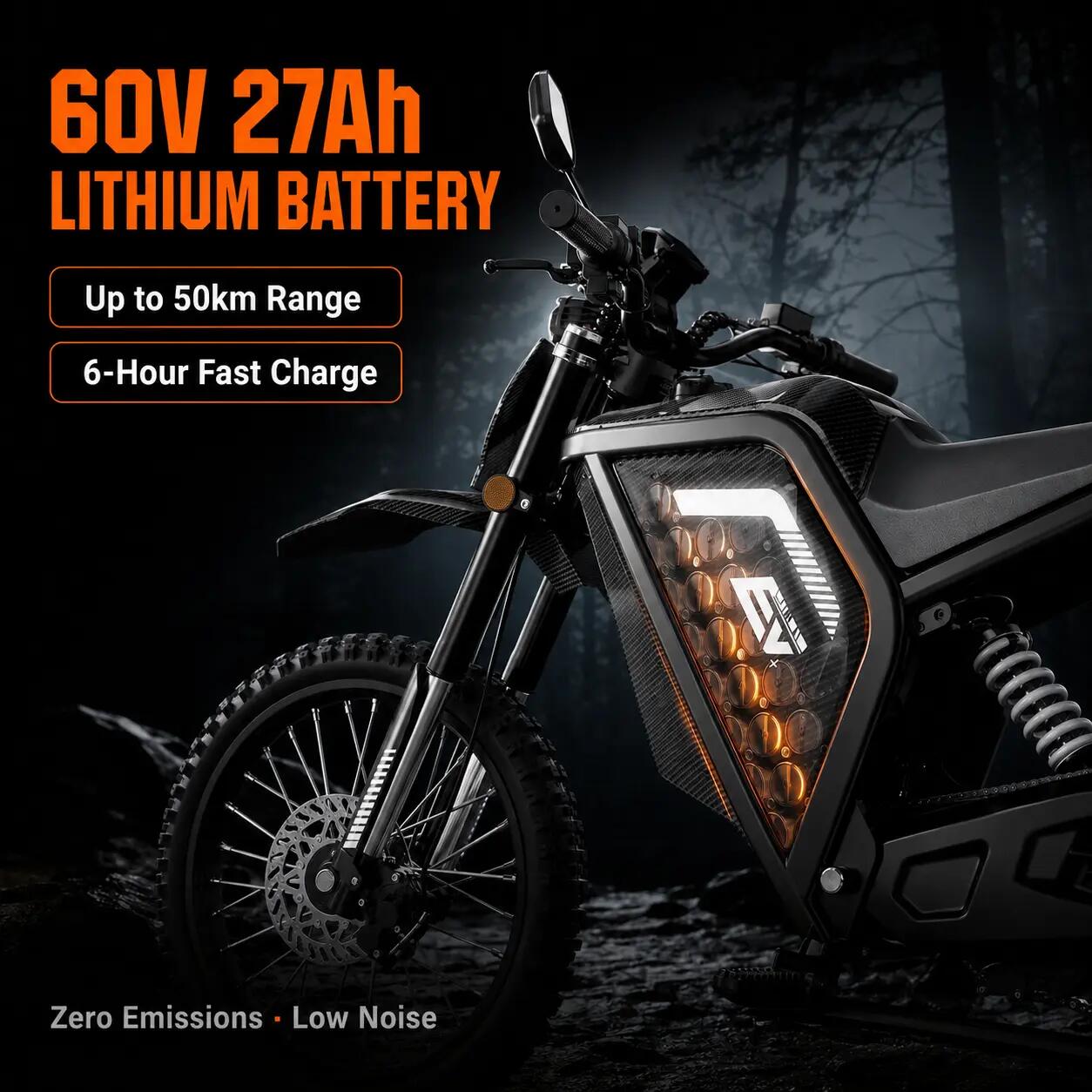 Elektrische motor EV22M 45km/u 60V 27Ah accu 80km actieradius 5/9
