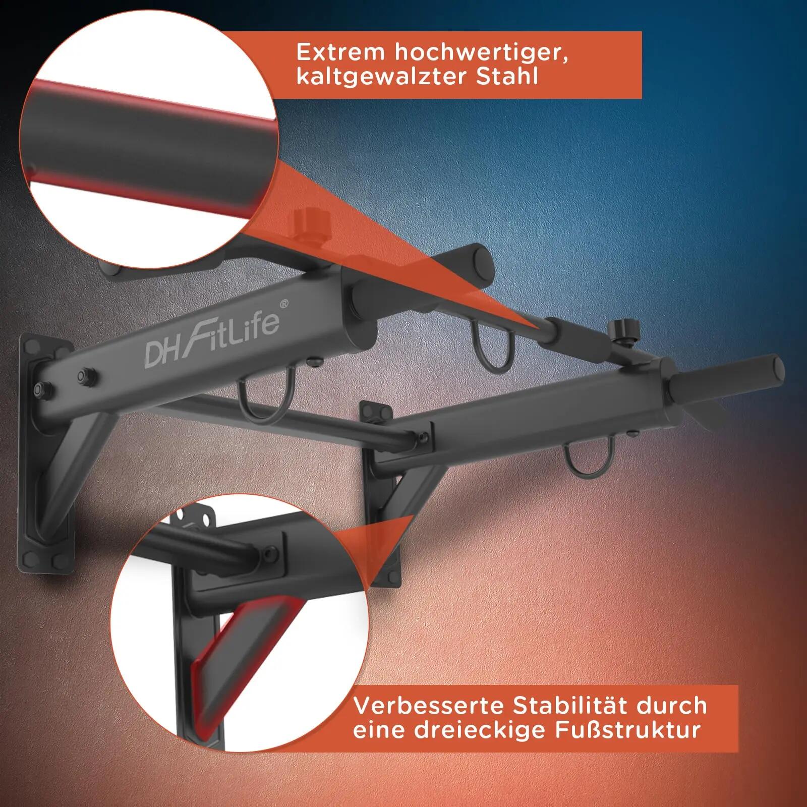 DH FitLife Klimmzugstange Wand, 4-in-1 Pull up Bar, 6 Griffe, bis 200 kg 4/7
