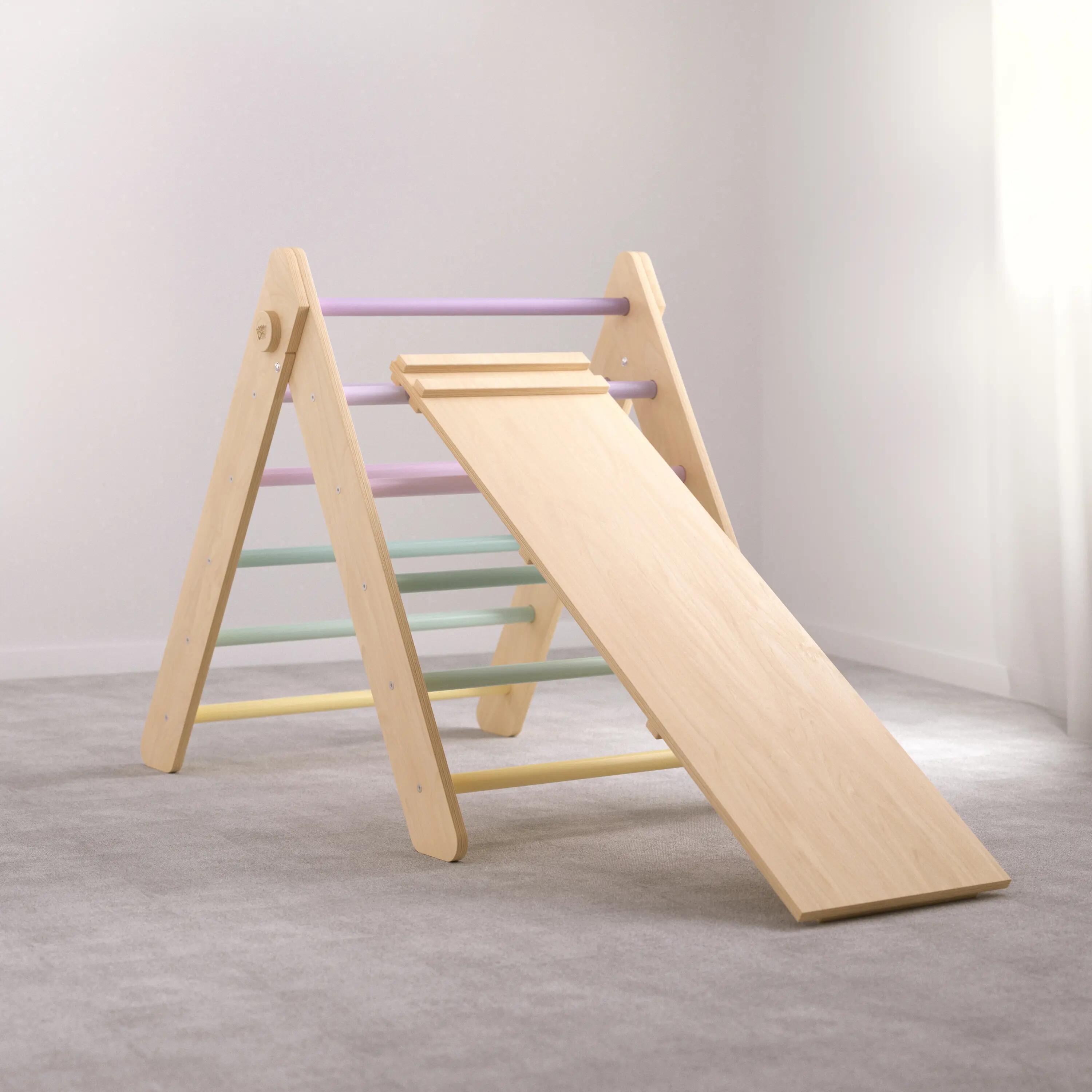 Montessori set: pastelový Piklerův trojúhelník a oboustranná deska 4/9