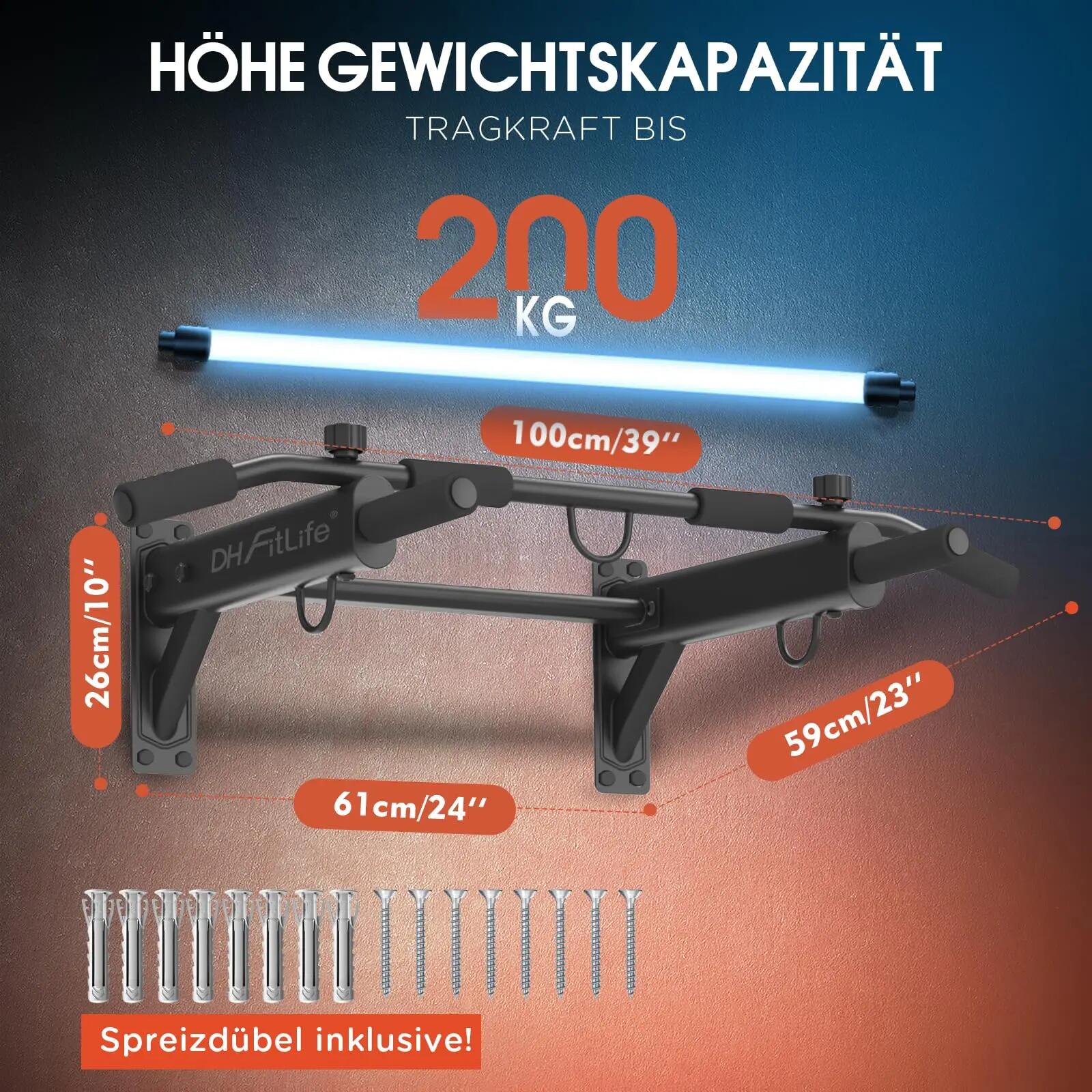 DH FitLife Klimmzugstange Wand, 4-in-1 Pull up Bar, 6 Griffe, bis 200 kg 2/7