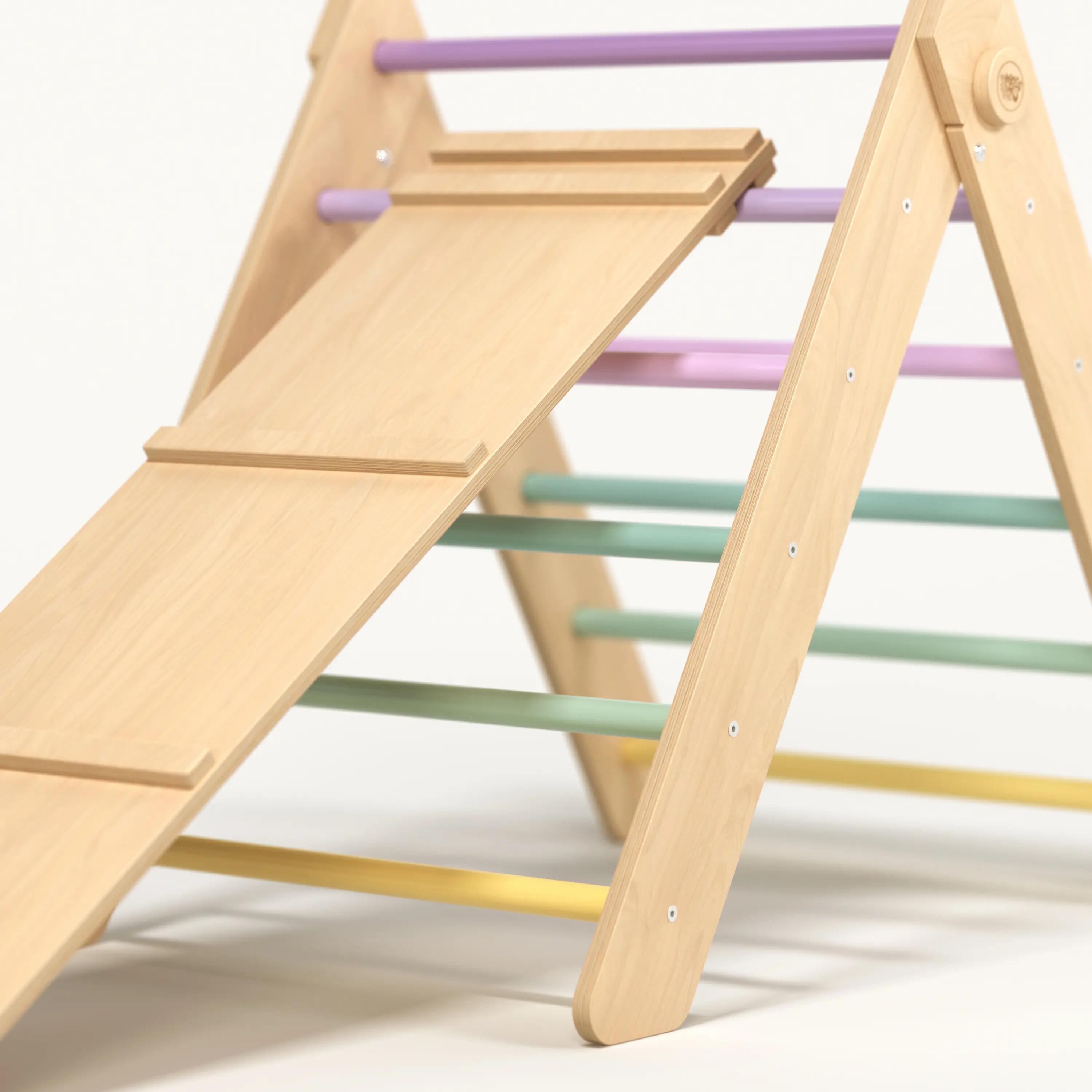 Montessori set: pastelový Piklerův trojúhelník a oboustranná deska 3/9