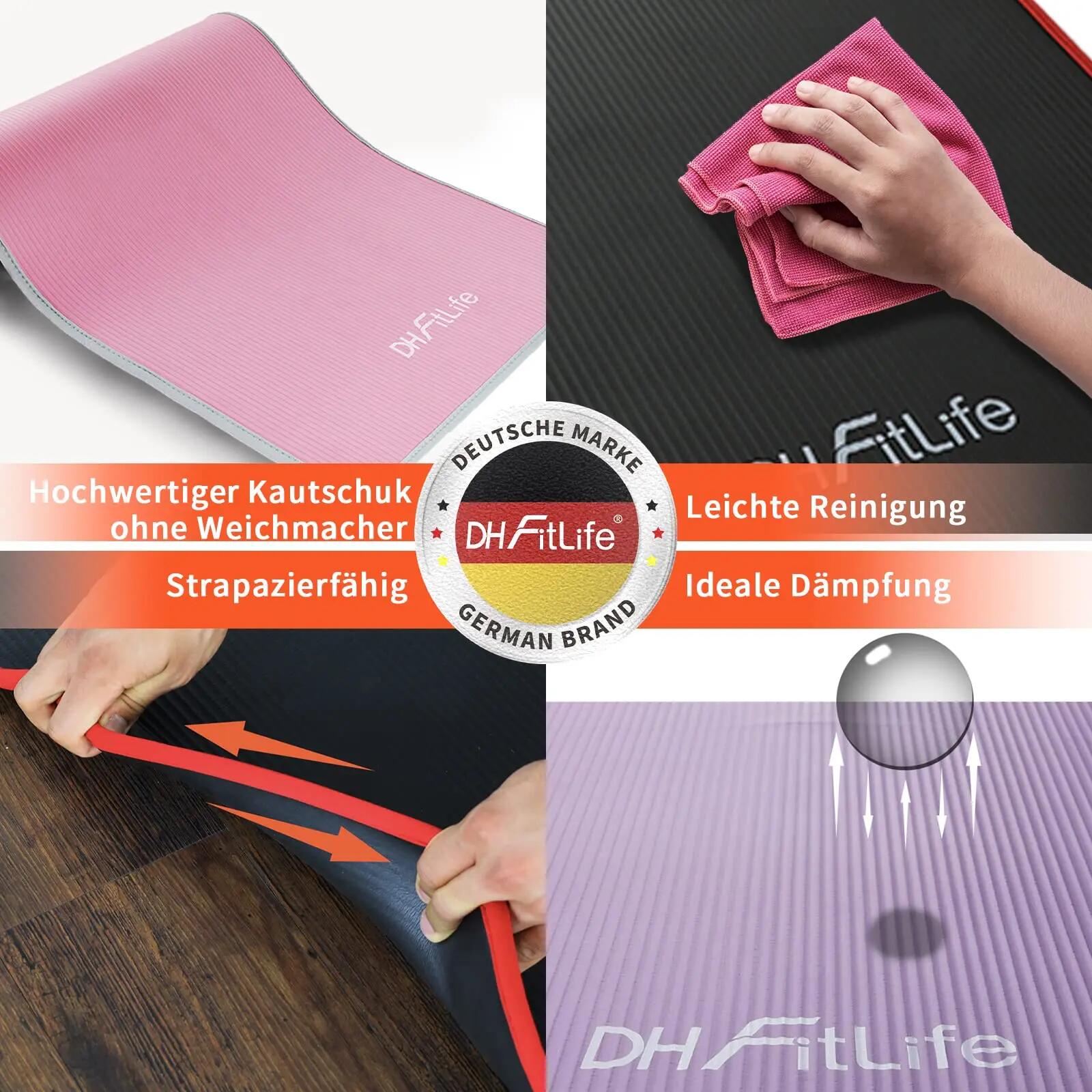 DH FitLife Fitnessmatte Sportmatte 183×61×1cm, dicke rutschfeste Yoga Matte 4/6