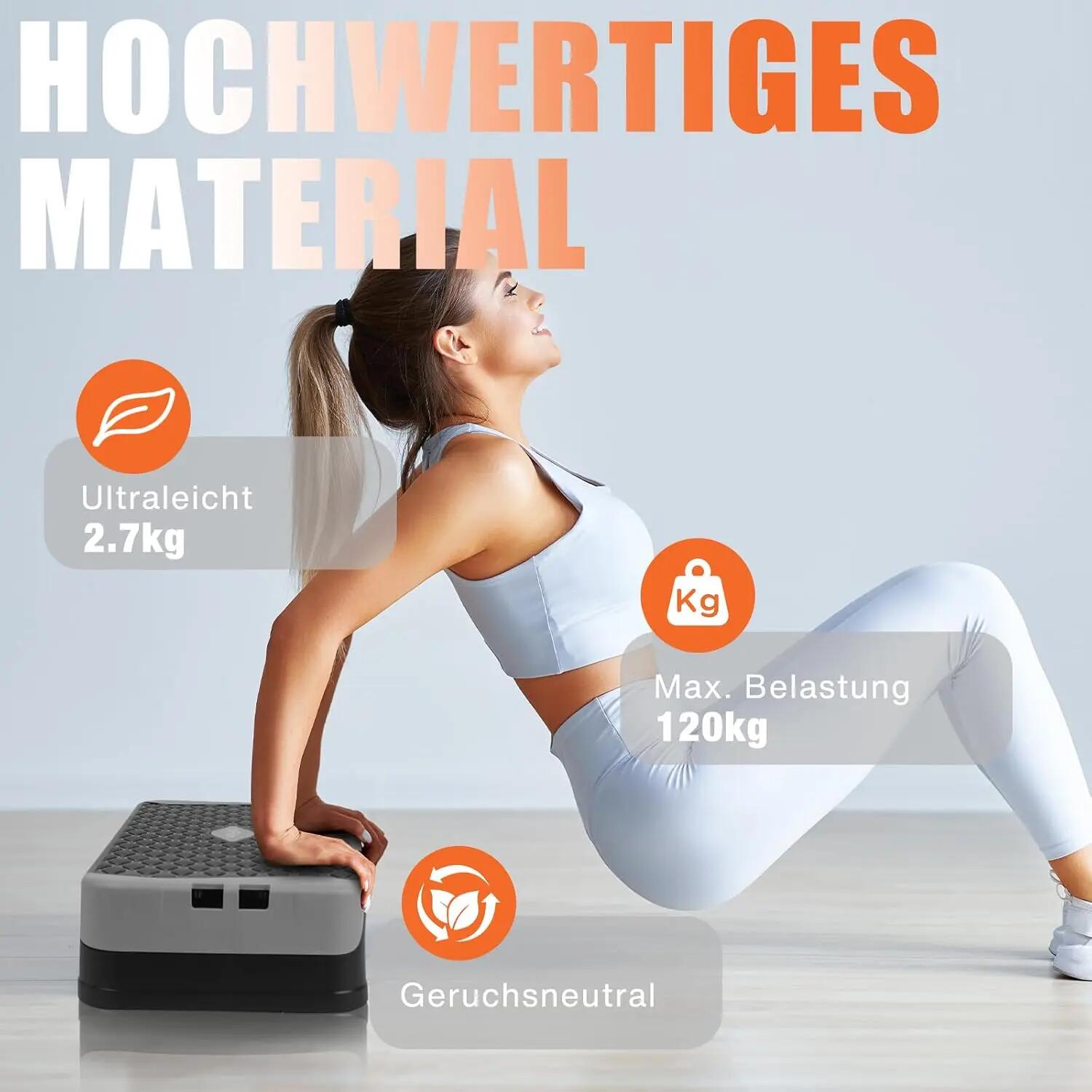 DH FitLife 3-in-1 Steppbrett 10/15cm, Aerobic Stepper für Zuhause bis 120kg 4/7