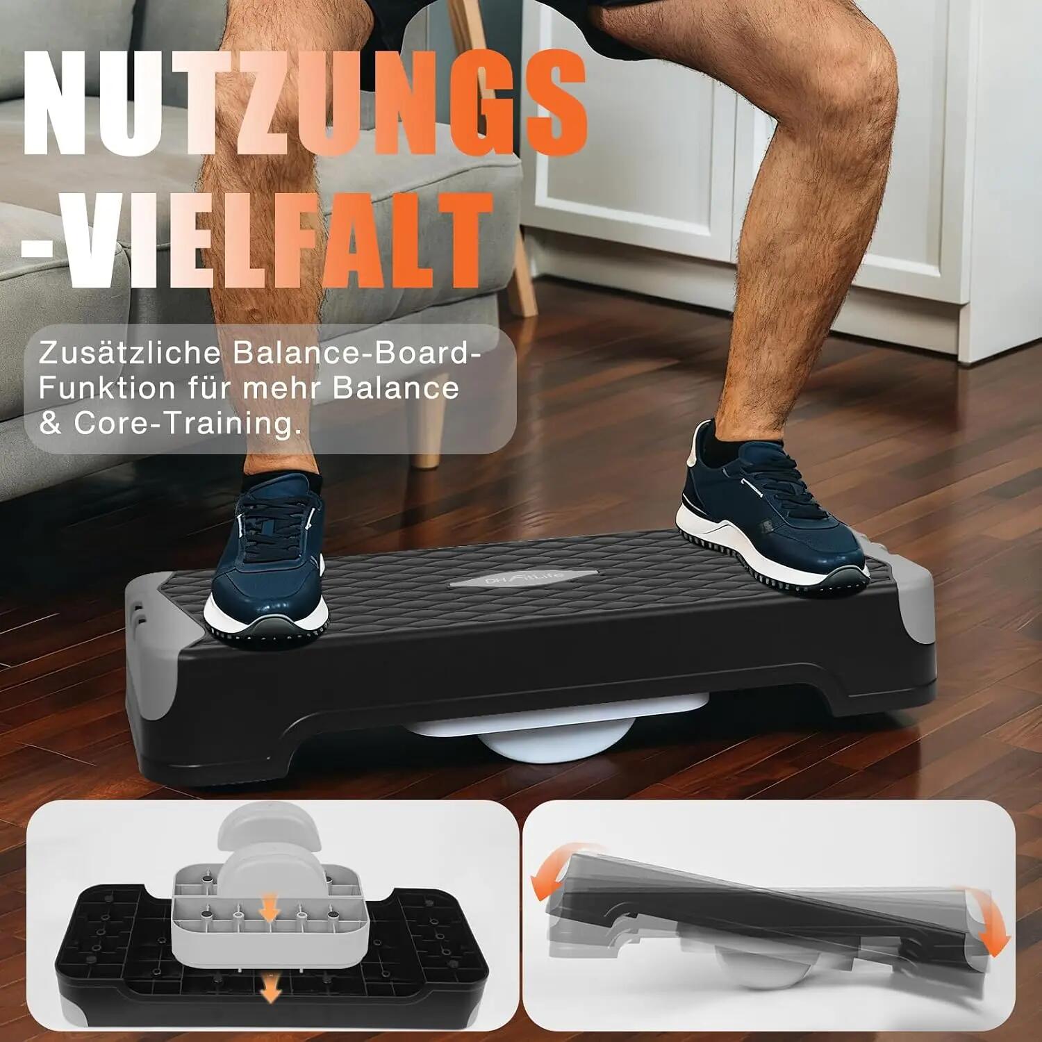 DH FitLife 3-in-1 Steppbrett 10/15cm, Aerobic Stepper für Zuhause bis 120kg 3/7