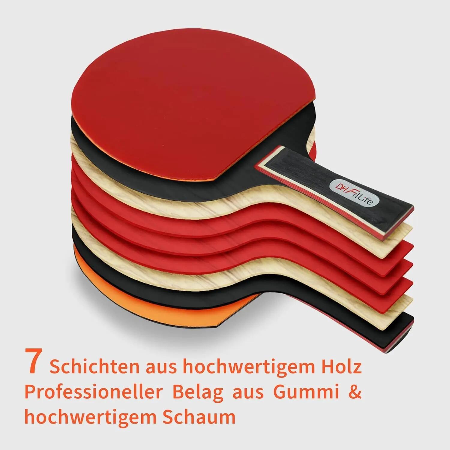 DH FitLife Tischtennisschläger Set mit Tischtennisnetz, Indoor & Outdoor 4/7
