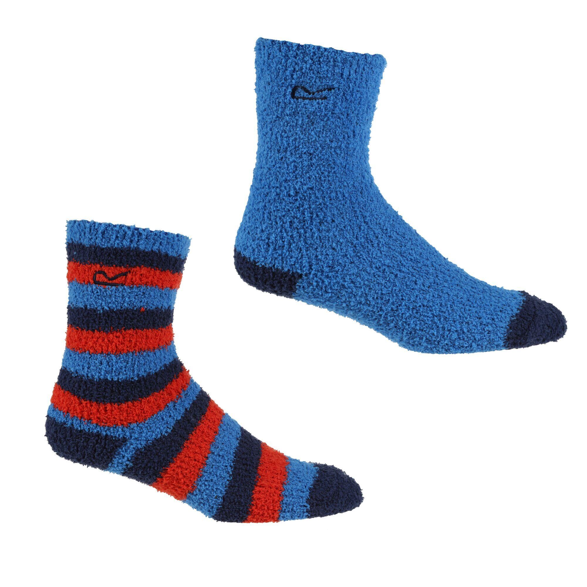 Childrens/Kids Cosy Boot Socks Set (Pack of 2) (Blue/Navy/Red) 1/3