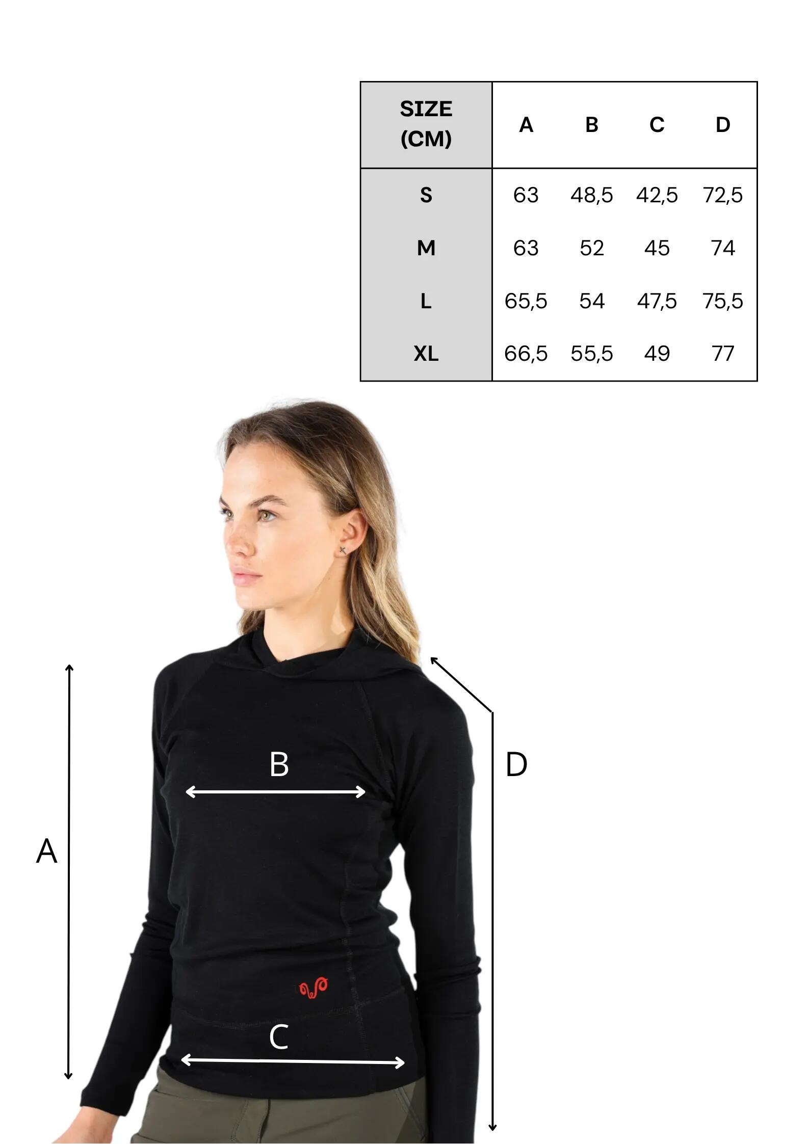 Sonatra - Koszulka z kapturem 100% wełna merino  (195 g/m²) L, Czarny 2/7