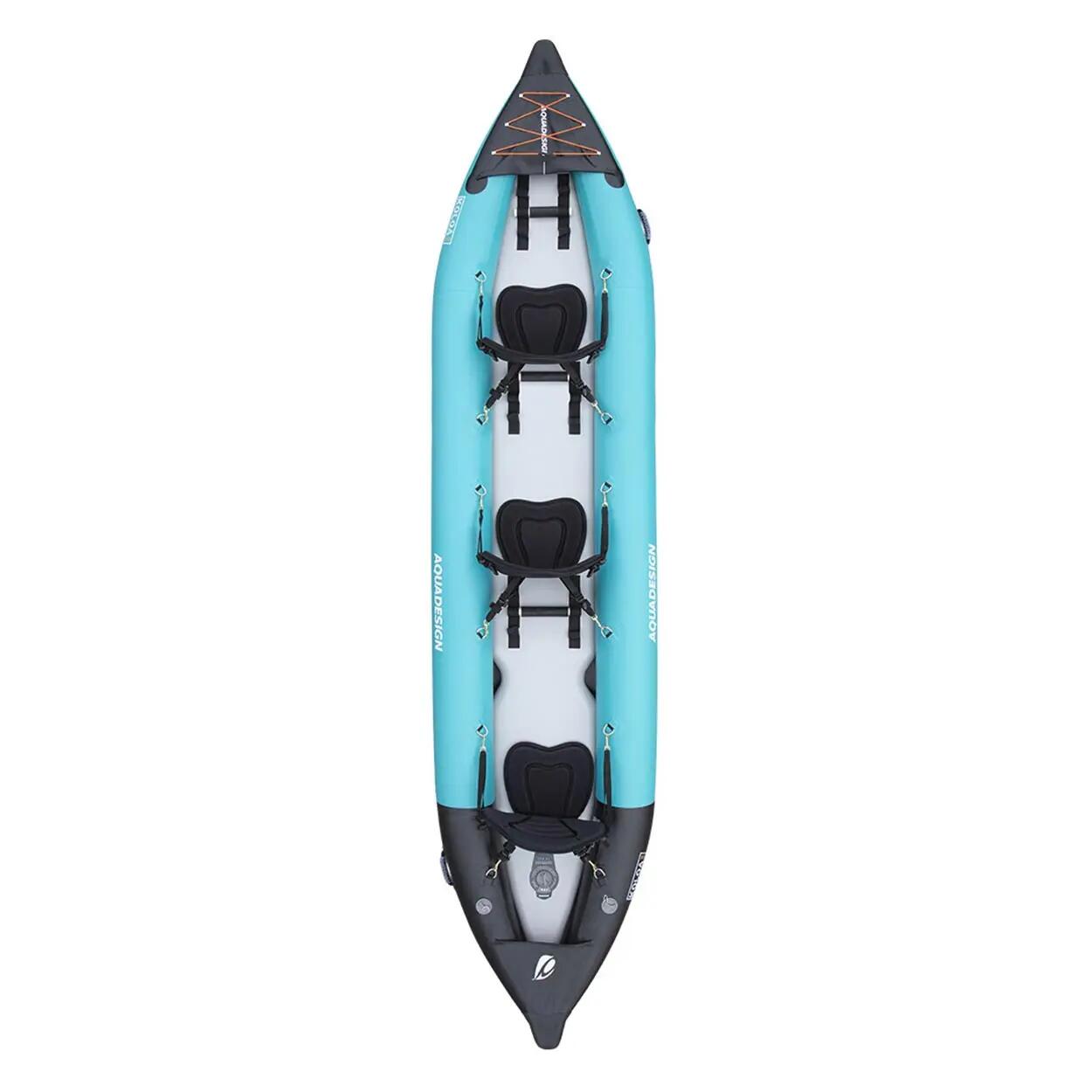 Kajak pompowany Aquadesign Koloa 400 cm 3-osobowy + 3x wiosło kajakowe KP-1 2/7