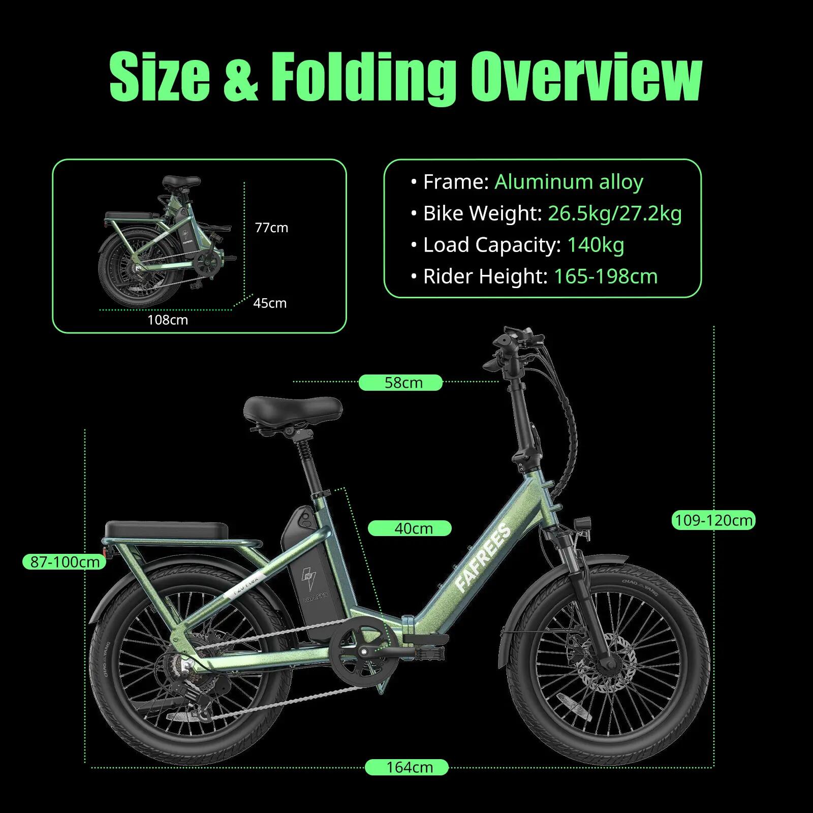 Bicicleta elétrica urbana FAFREES F20 Flex, bateria 36V 20Ah, pneus 20" 10/10