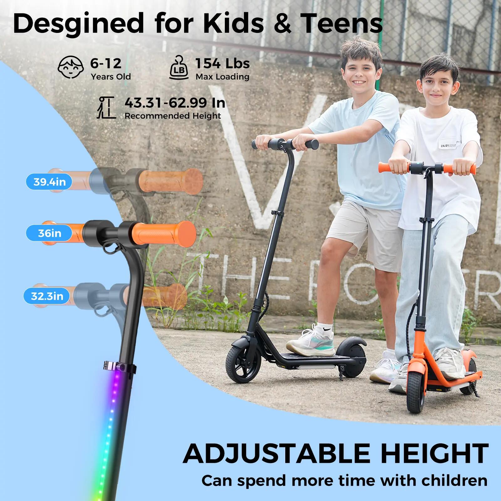 K2 Pro Monopattino Elettrico Per Bambini, Motore 150W, Batteria 18V 2.6Ah 3/8