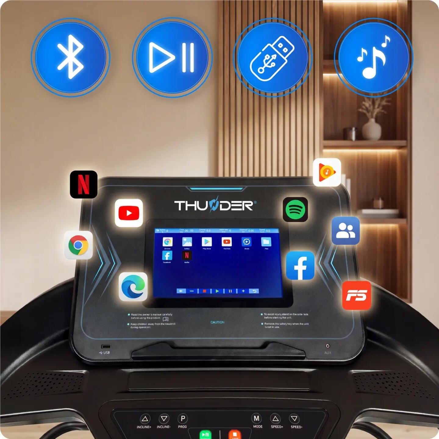 Tapis de course électrique THUNDER TFT pliable 20 km/h écran tactile 3/14