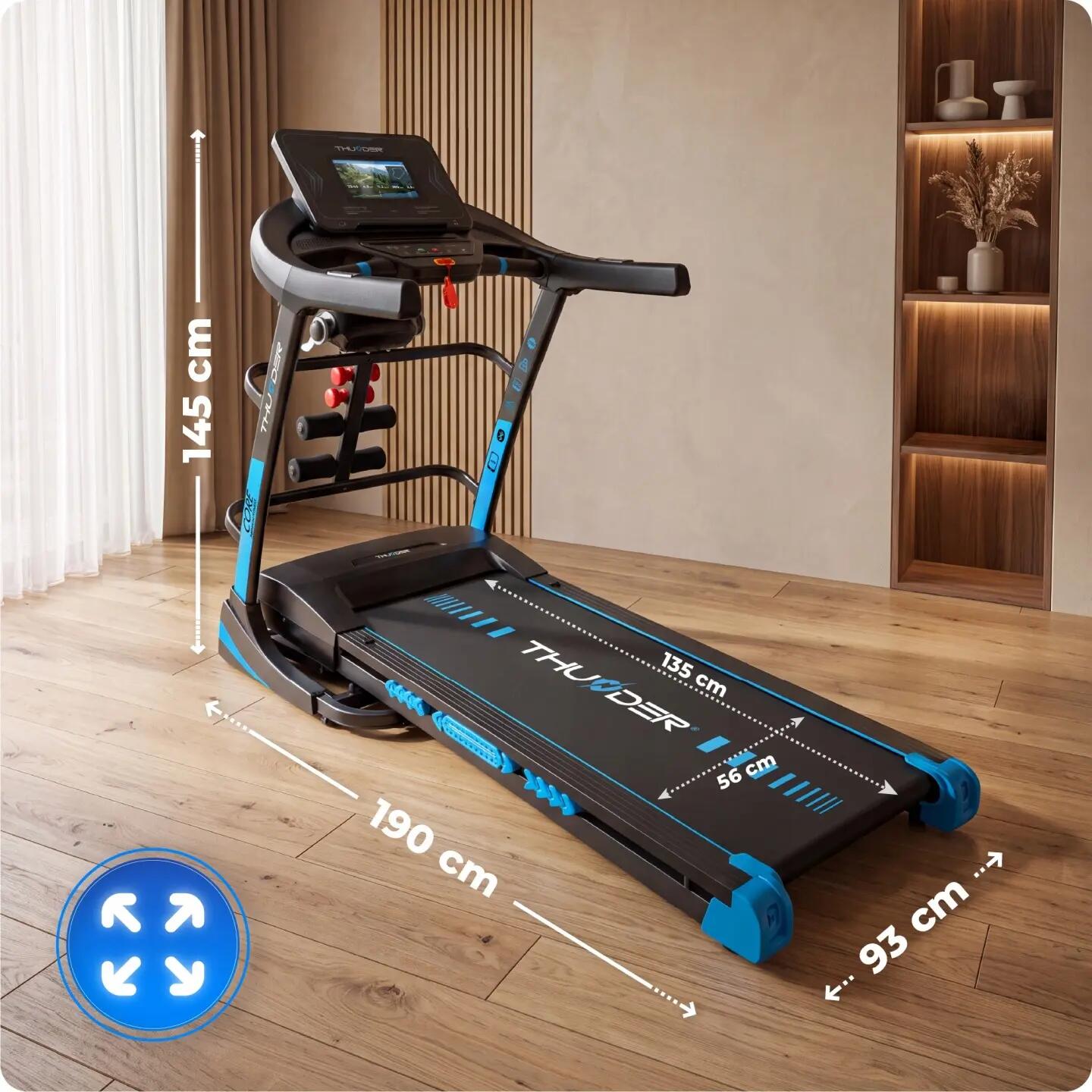 Tapis de course électrique THUNDER TFT pliable 20 km/h écran tactile 2/14