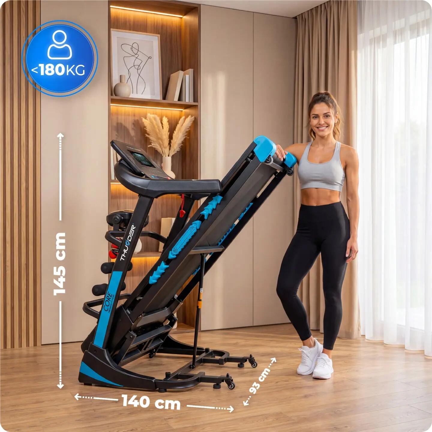 Tapis de course électrique THUNDER TFT pliable 20 km/h écran tactile 10/14