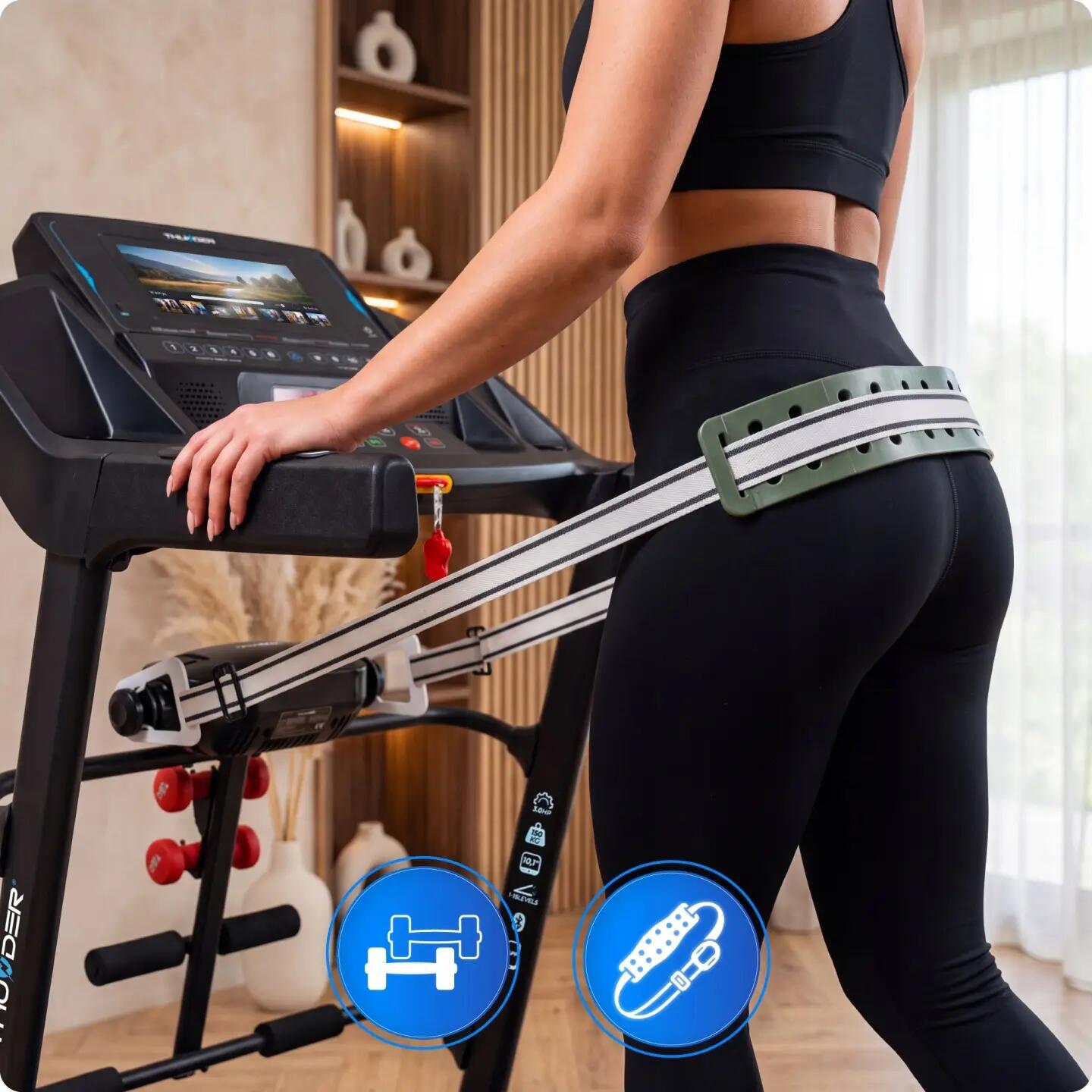 Tapis de course électrique d'intérieur THUNDER 3HP 18 km/h Android TFT Wi-Fi 9/14