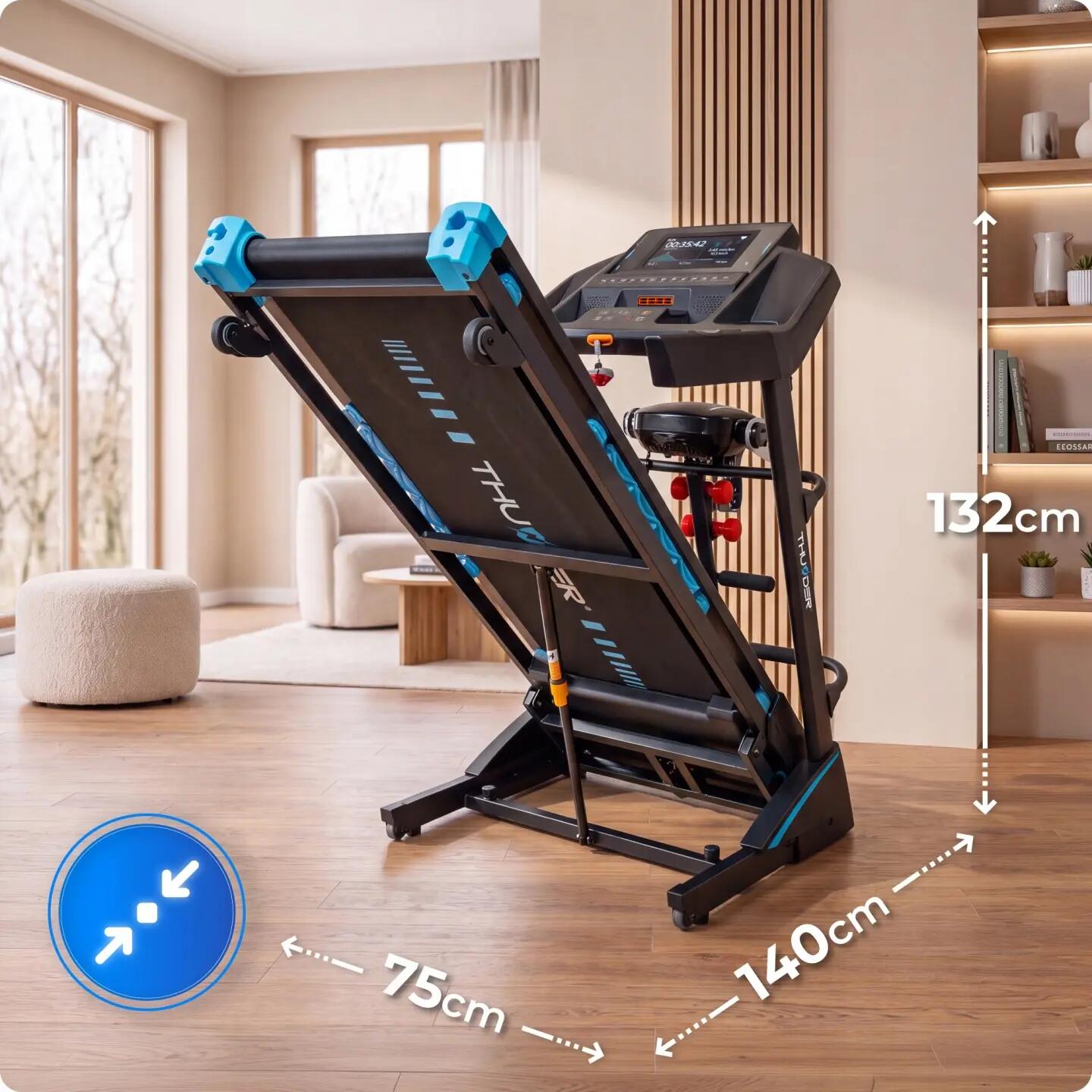 Tapis de course électrique d'intérieur THUNDER 3HP 18 km/h Android TFT Wi-Fi 5/14