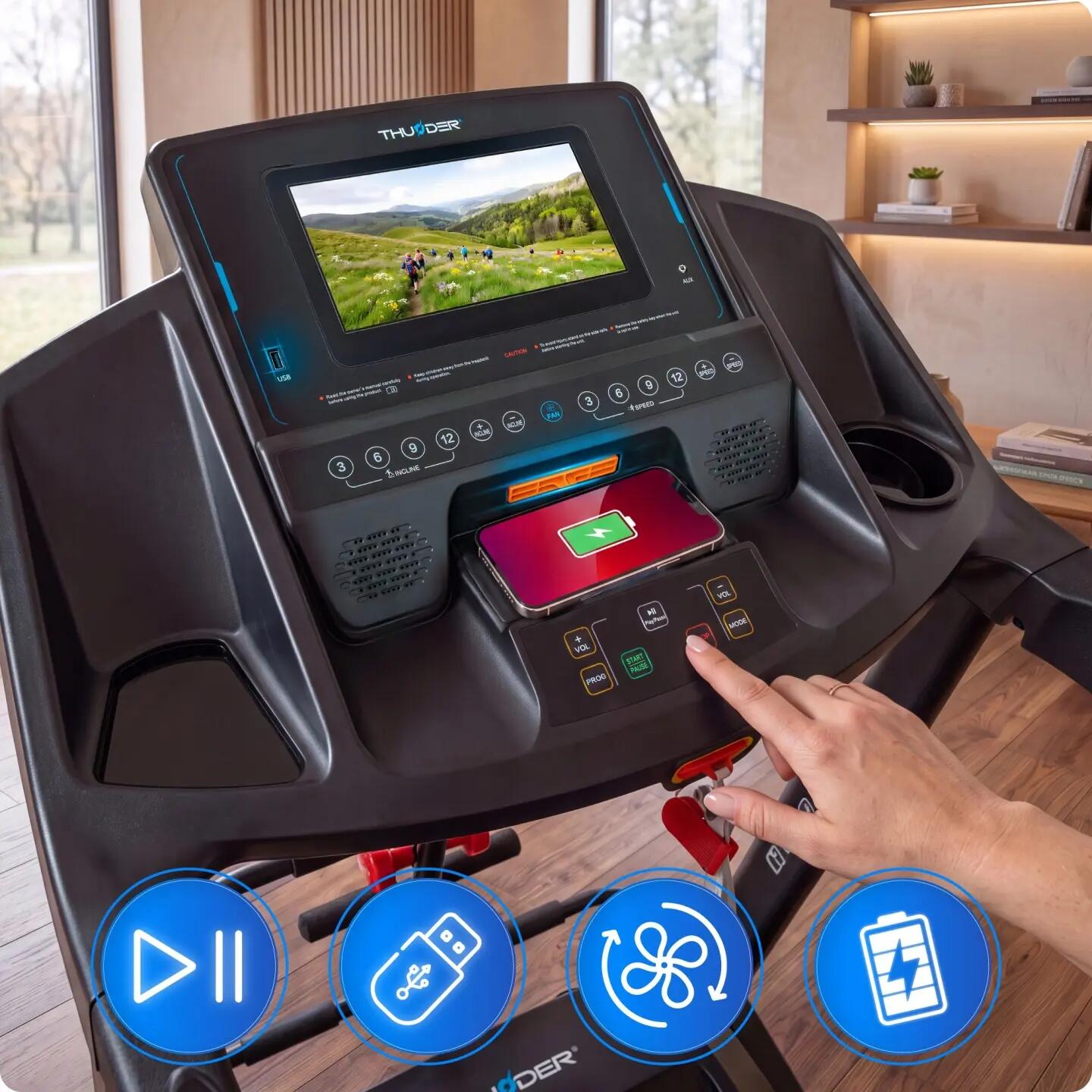 Tapis de course électrique d'intérieur THUNDER 3HP 18 km/h Android TFT Wi-Fi 4/14