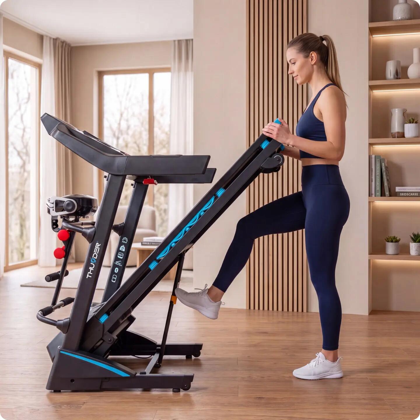 Tapis de course électrique d'intérieur THUNDER 3HP 18 km/h Android TFT Wi-Fi 11/14