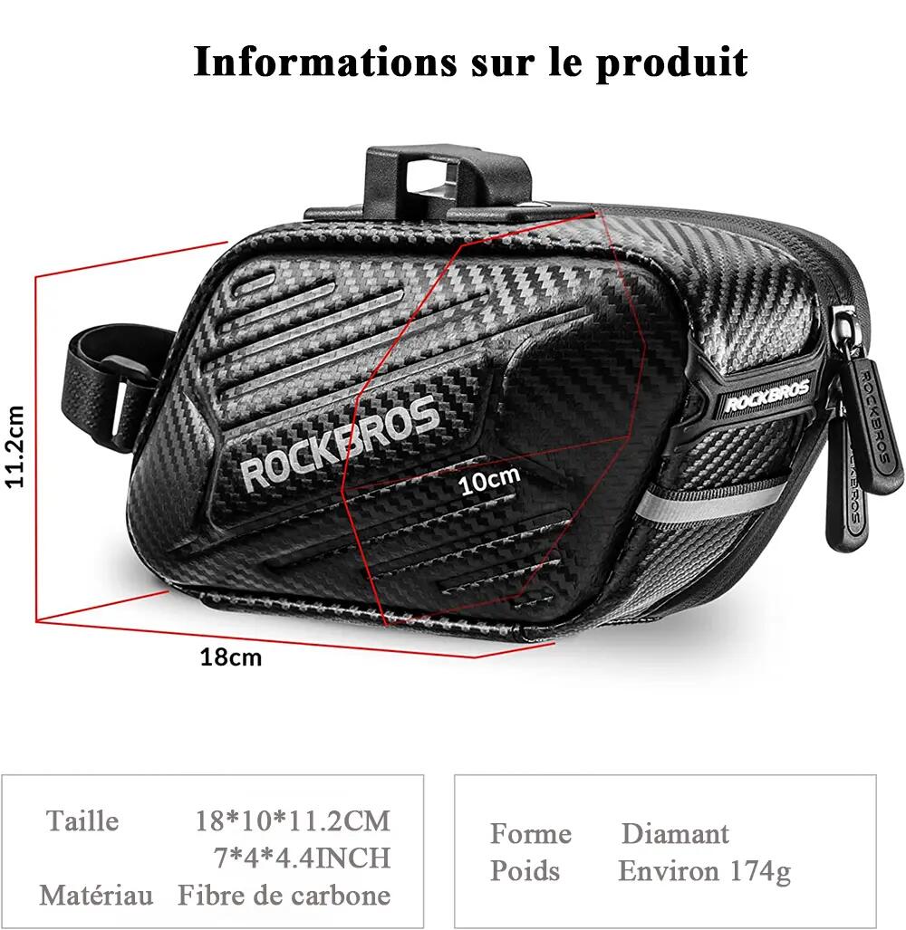 Fahrradtaschen Mountainbike-Satteltasche Wasserdicht Reflektierend Schwarz 1,5 L 6/6
