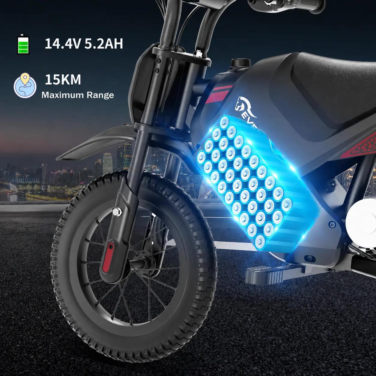 Moto elétrica criança EV05M - 12 polegadas - 150W - 8/16km/h - 15km autonomia 4/11