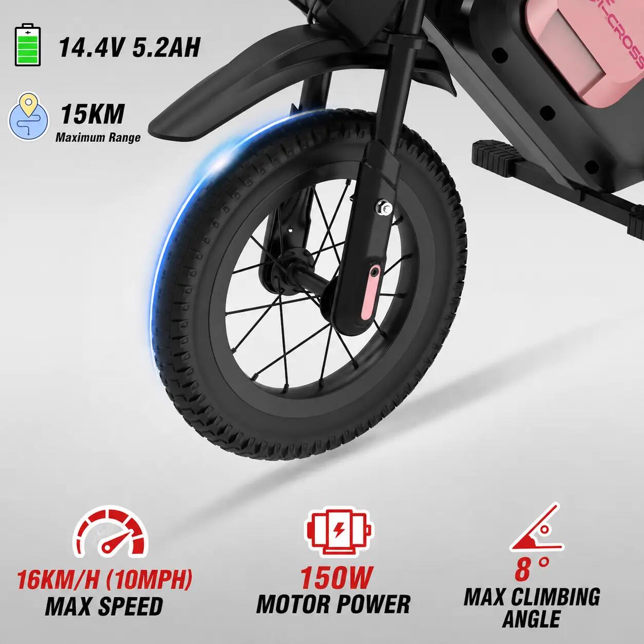 Moto électrique enfant EV05M - 12 pouces - 150W - 8/16km/h - 15km autonomie 3/10