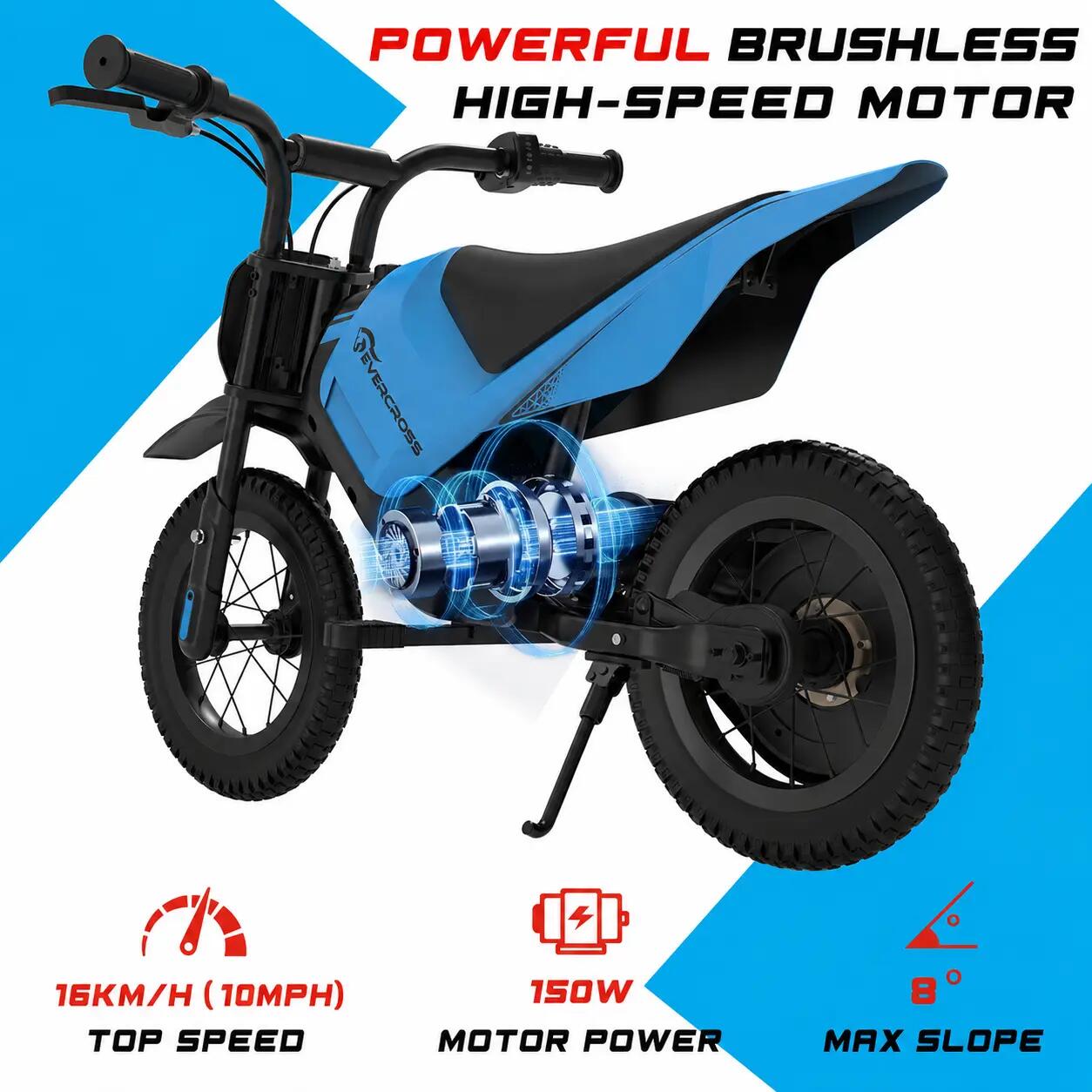 Moto elétrica criança EV05M - 12 polegadas - 150W - 8/16km/h - 15km autonomia 3/11