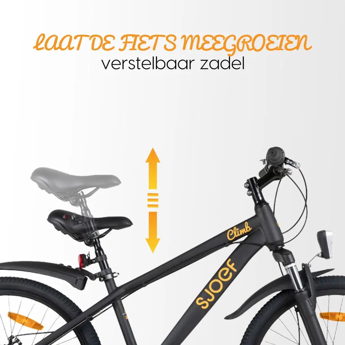 Climb Mountainbike Jongens 22 inch - 7-9 Jaar - 6V & Schijfrem – Zwart 5/12