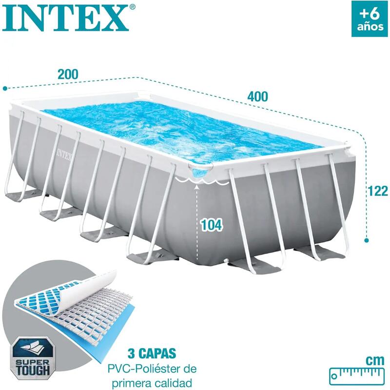 İntex 26790 Prefabrik Aile Havuzu 400x200x122cm Merdiven ve Filitreli