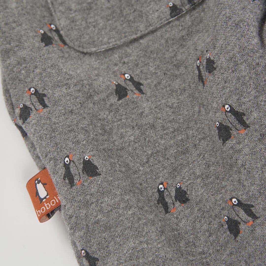 Pelele punto bebé niño gris estampado pingüinos 4/4