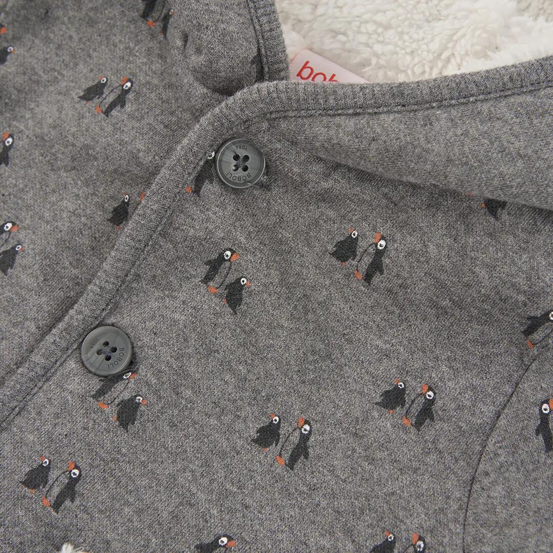 Pelele punto bebé niño gris estampado pingüinos 3/4