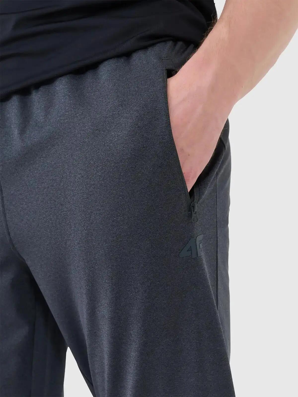 Spodnie treningowe z jednostronnie drapanej dzianiny męskie szare 4F Szary 3XL 5/6