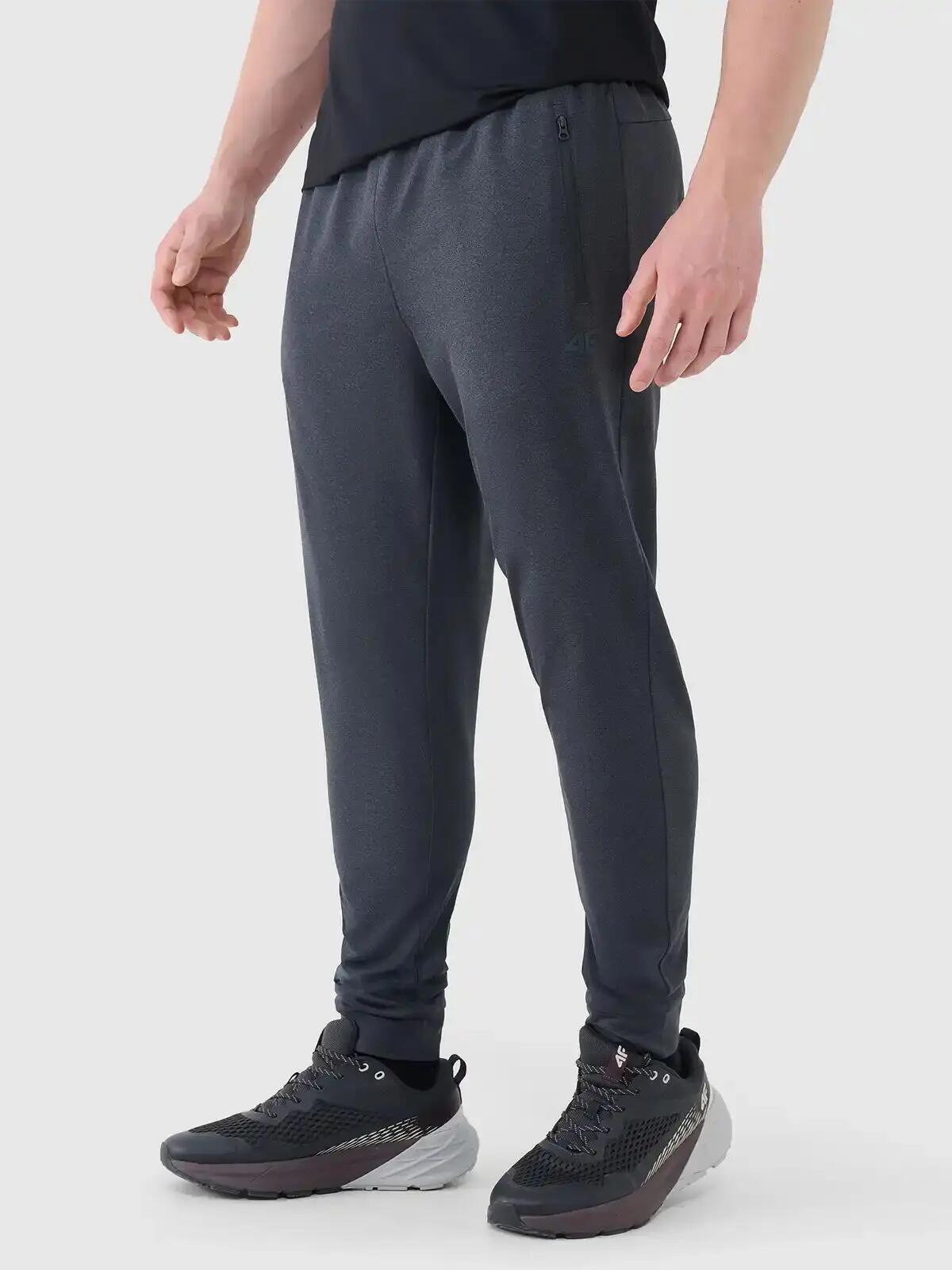 Spodnie treningowe z jednostronnie drapanej dzianiny męskie szare 4F Szary 3XL 4/6