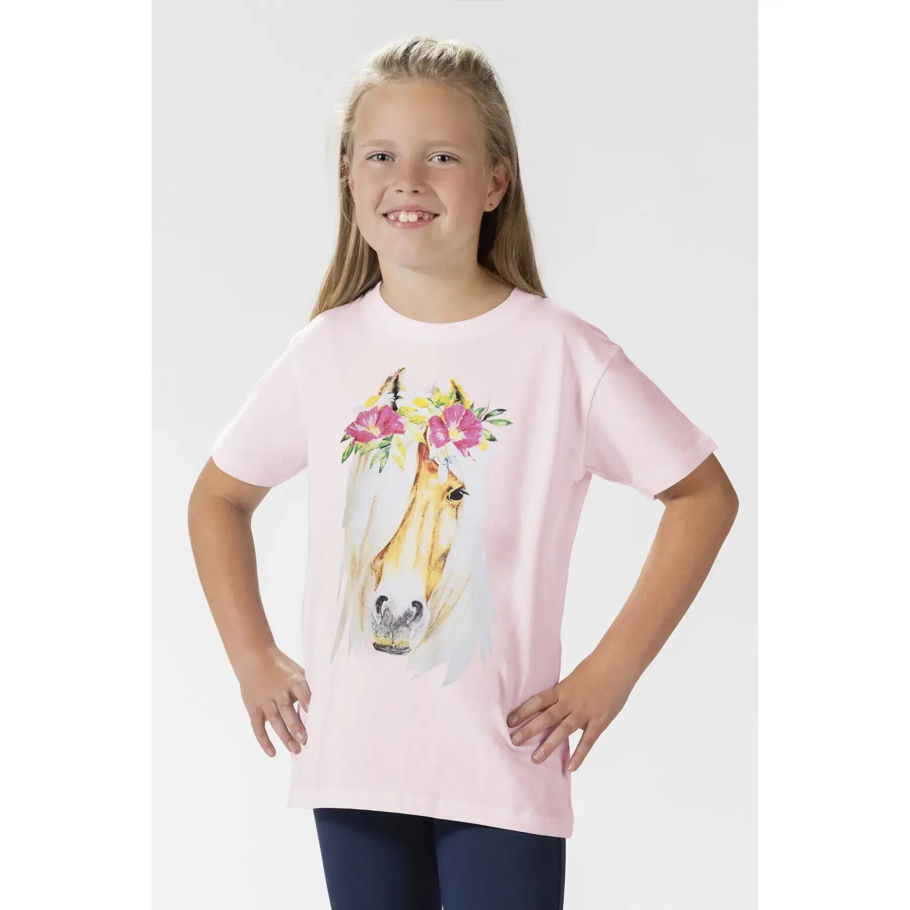 T-shirt dziewczęcy HKM Flower Horse 2/3
