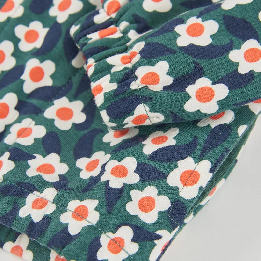 Chaqueta felpa niña estampado flores verde 4/4