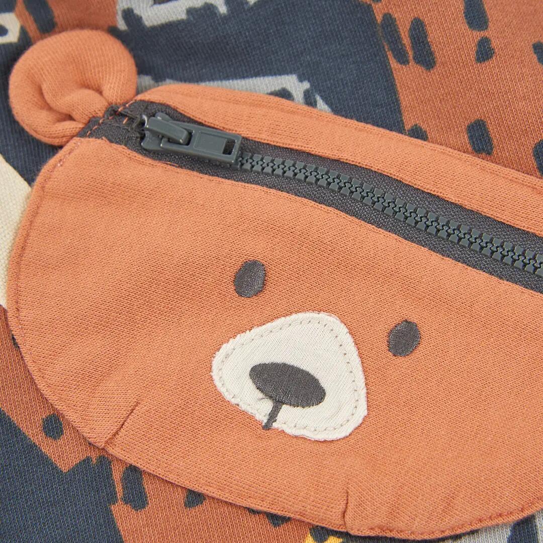 Sudadera felpa niño estampada con osito azul marino 4/4