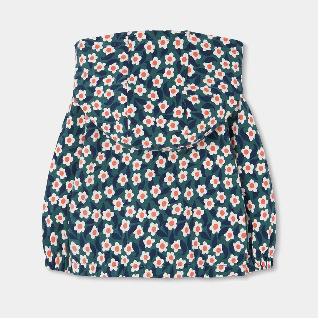 Chaqueta felpa niña estampado flores verde 2/4