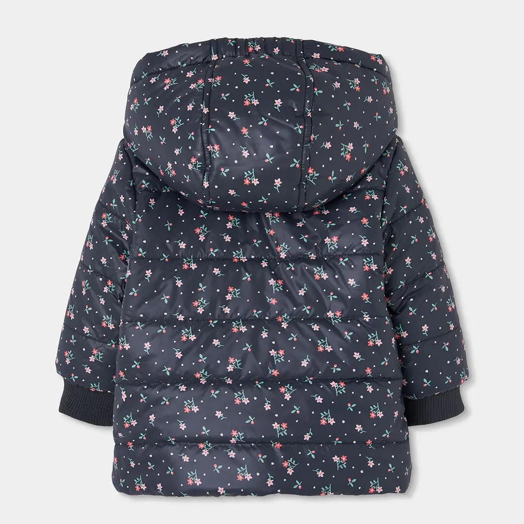 Parka tejido técnico niña azul marino estampado flores 5/7